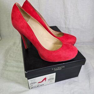 Talbots 8W Skyla2 Suede 4.25” Stiletto Heels Pumps Scarlet Red